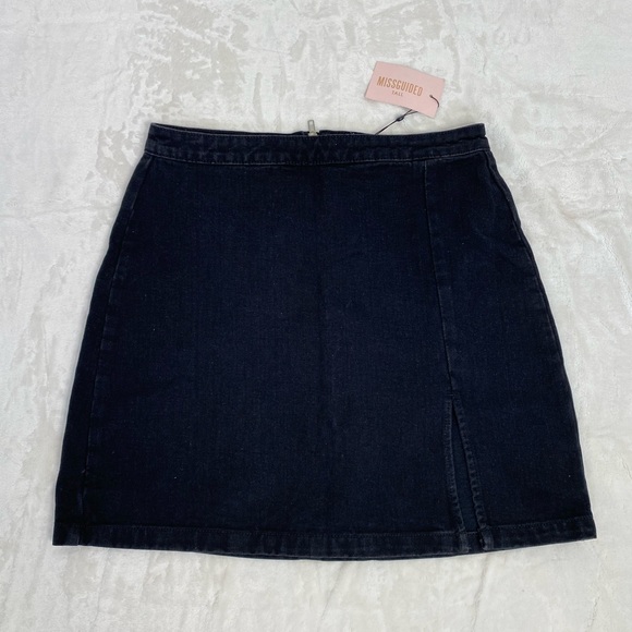 NWT Missguided black denim mini skirt (size US 10) - Picture 1 of 4